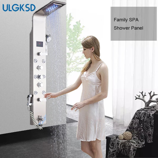 Ulgksd Black/Brushed Bathroom Shower Faucet Led Shower Panel