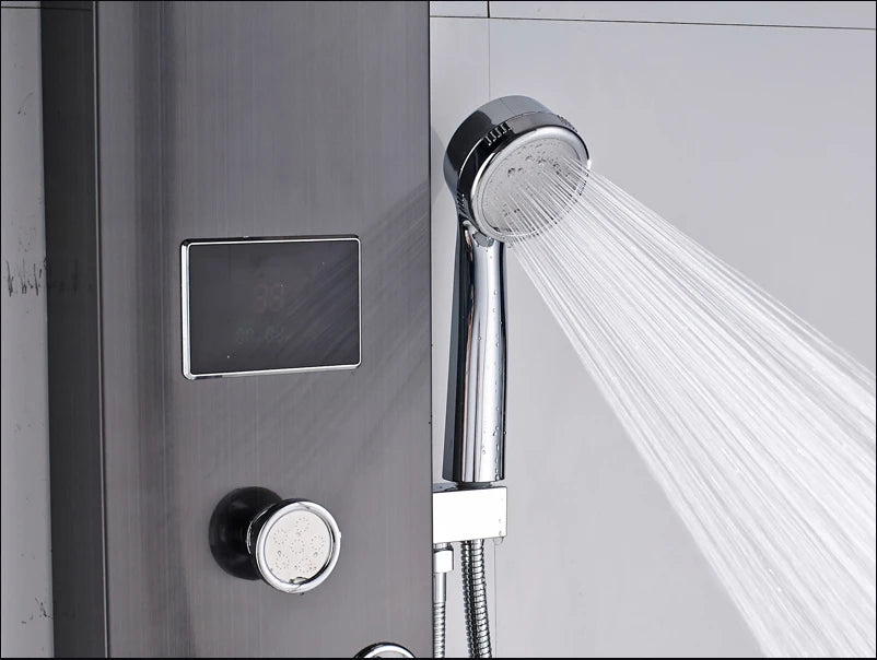 Luxury Led Shower Column Faucet Brushed Nickel Spa