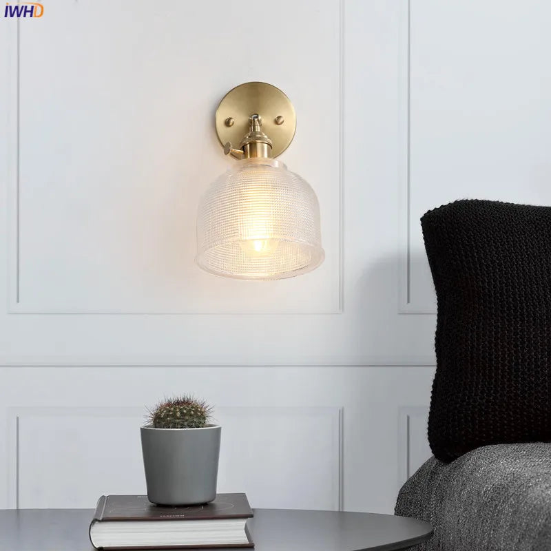 Iwhd Janpan Copper Glass Led Wall Light Fixtures