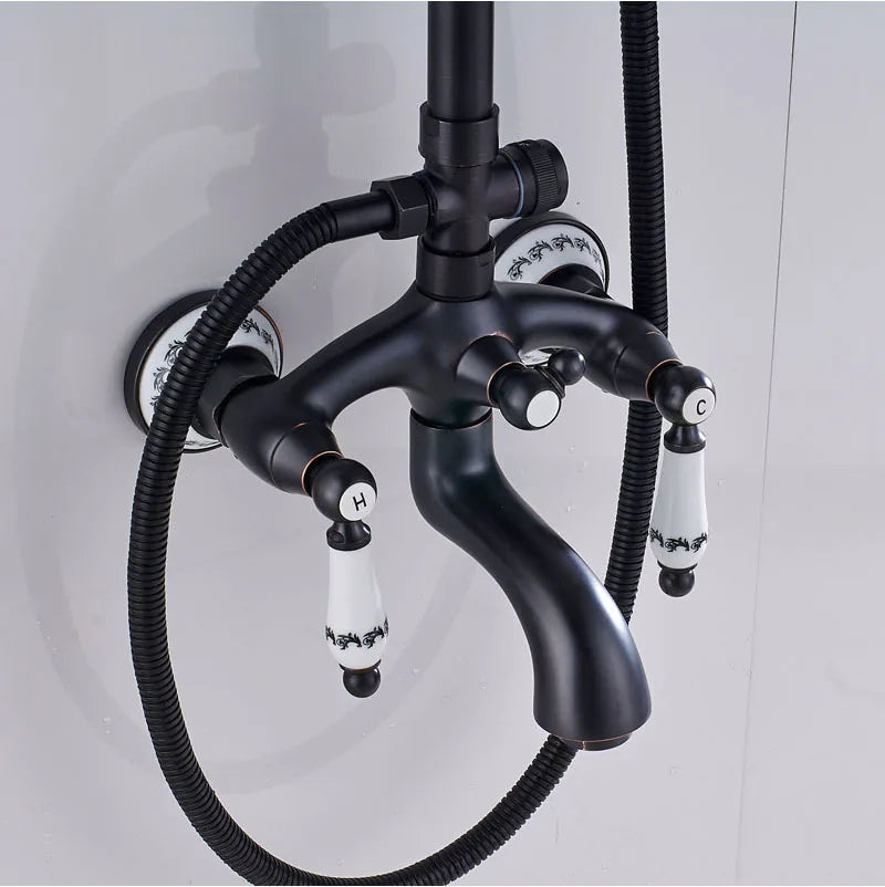 Luxury Shower Faucet Dual Handle Rainfall Bathroom Shower