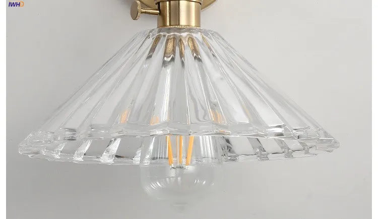 Iwhd Janpan Copper Glass Led Wall Light Fixtures
