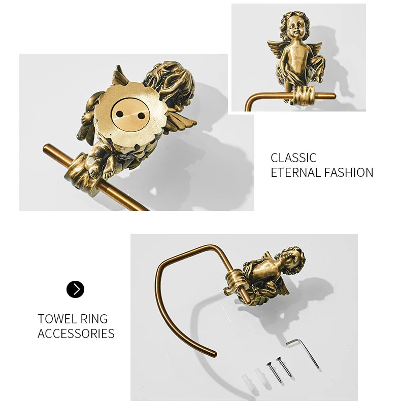 Antique Bronze Bathroom Hardware Towel Ring Robe Hook