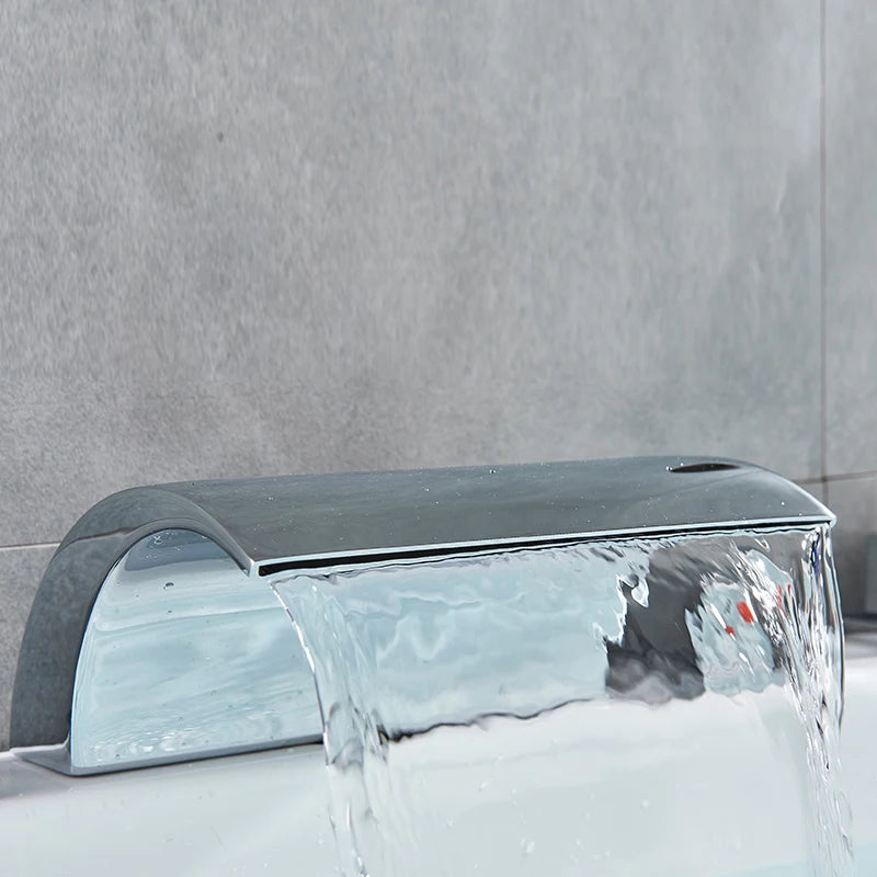 Bronze Black Waterfall Bathtub Faucet Led Light Bathtub