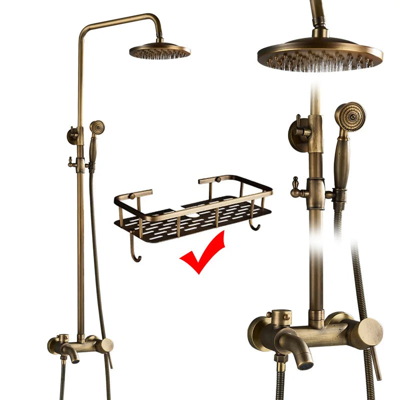 Rozin Brass Antique Bathroom Shower Faucet Wall Mount