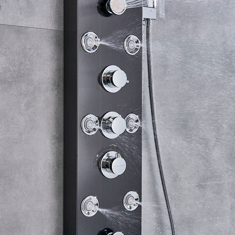 Newly Luxury Black/Brushed Bathroom Shower Faucet Led Shower