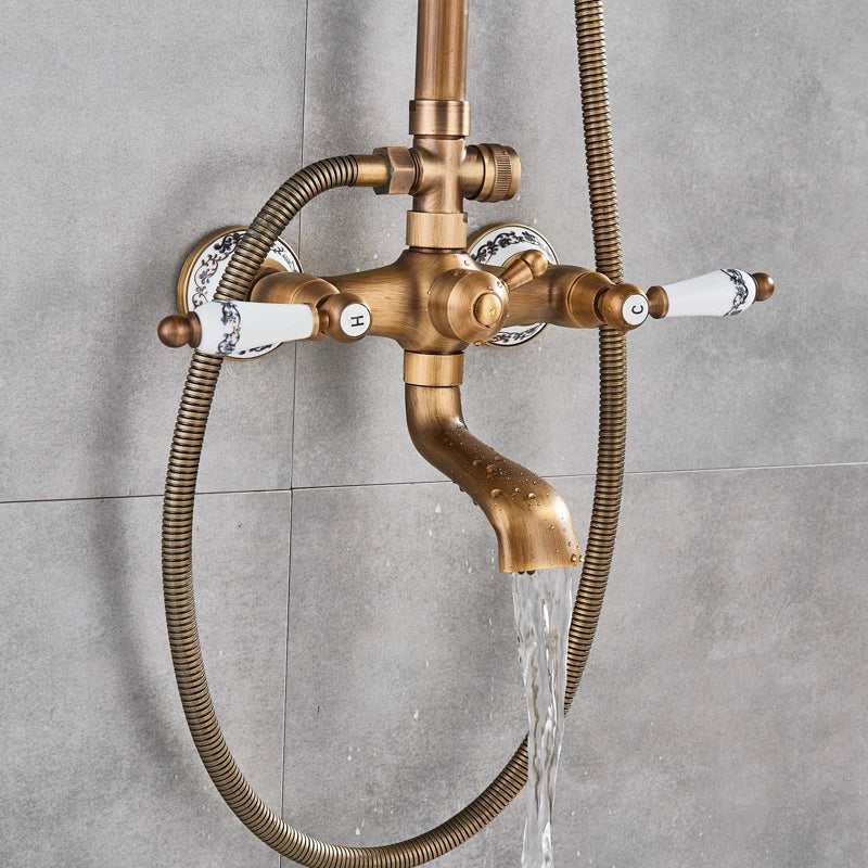 Luxury Shower Faucet Dual Handle Rainfall Bathroom Shower