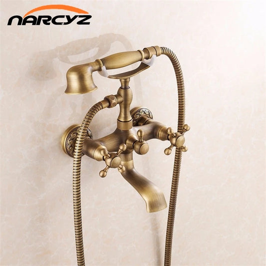 Bathtub Faucets Wall Mounted Antique Brass Brushed Bathtub