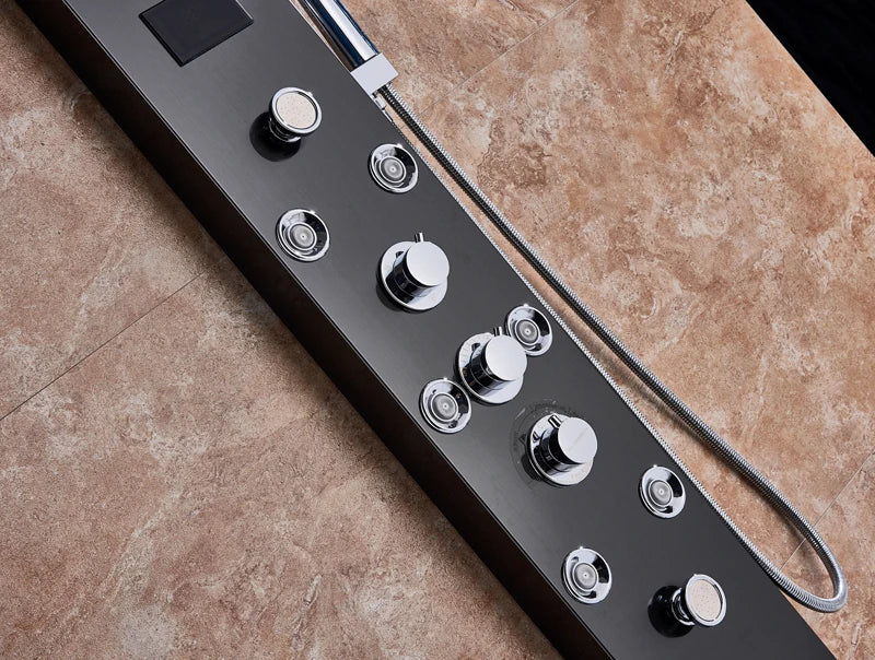 Luxury Led Shower Column Faucet Brushed Nickel Spa