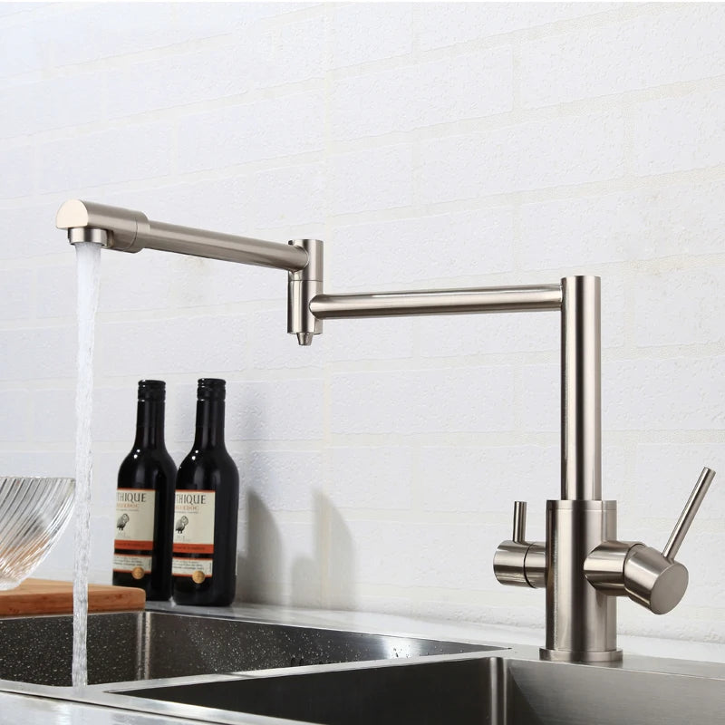 Water Purifier Faucet Black/Nickel Cold Universal Pull Straight
