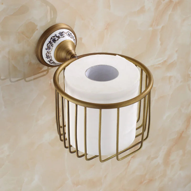 20-Piece Antique Brass Wall Mounted Bathroom Hardware Toilet
