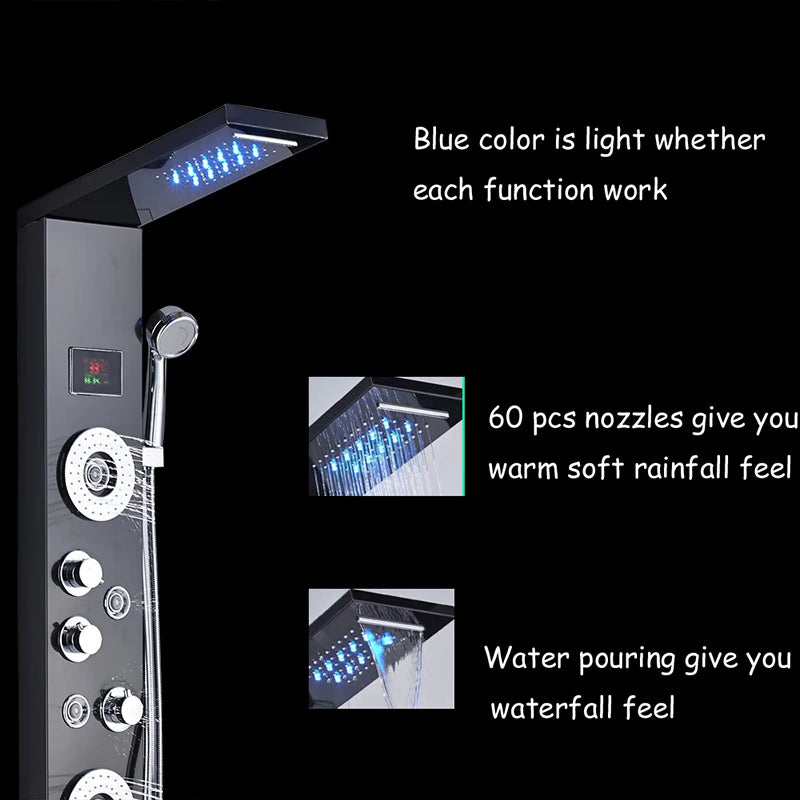 Led Light Bathroom Shower Faucet Led Rainfall Shower