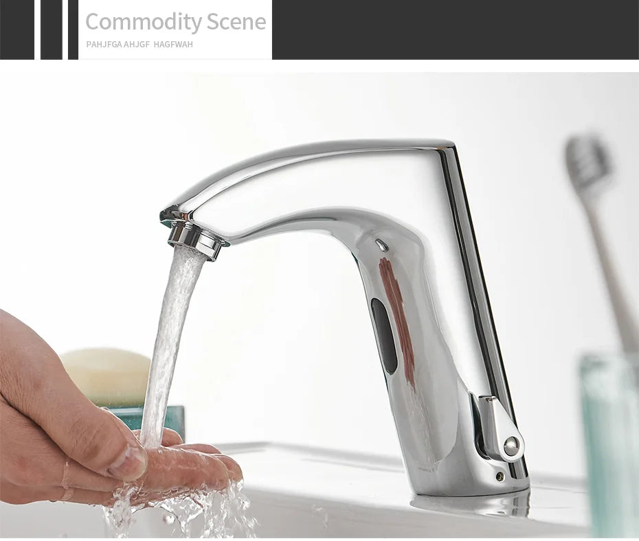 Black Bathroom Faucet Electric Automatic Sensor Mixer Touchless