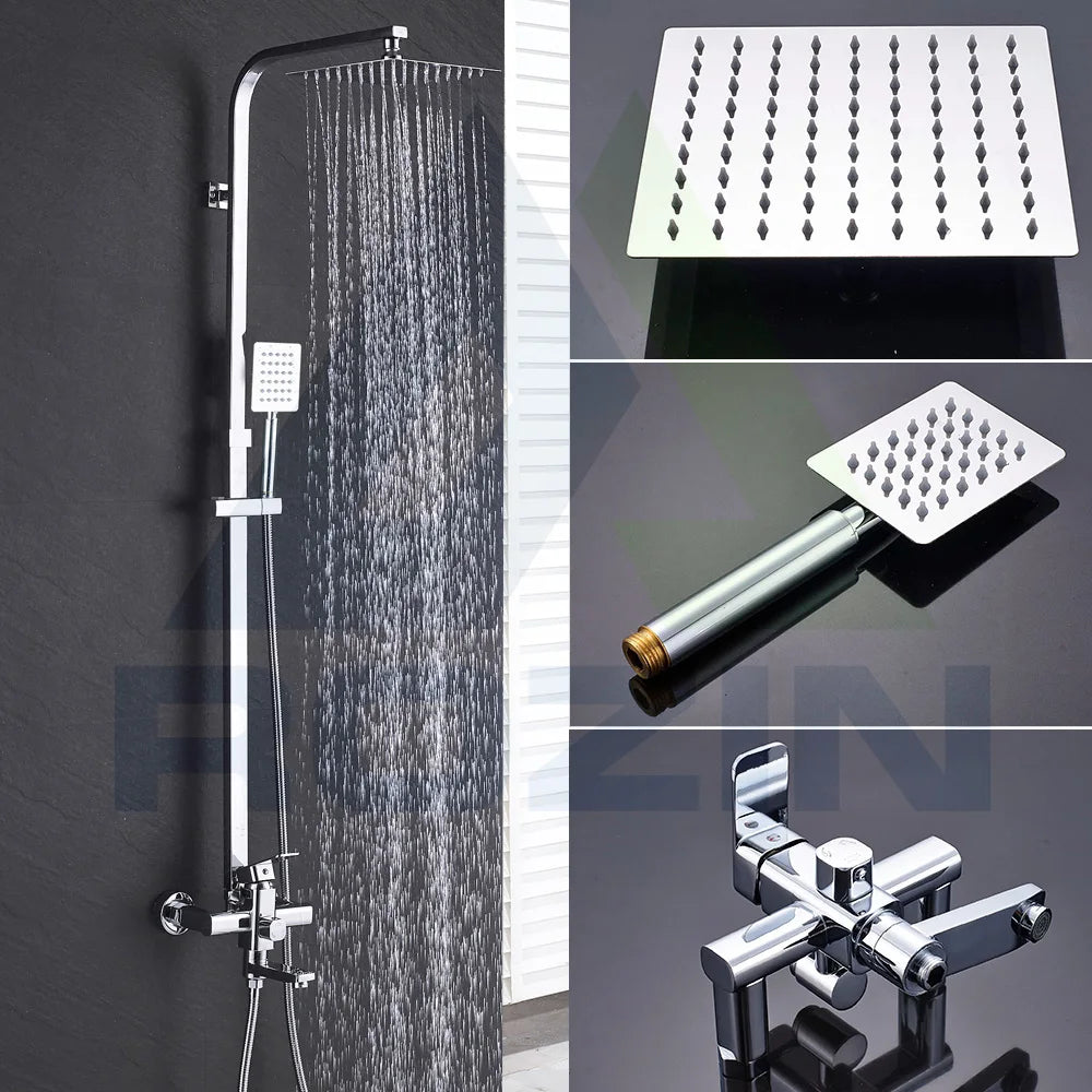 Brushed Gold Shower Faucet Bathroom Wall Stainless Steel