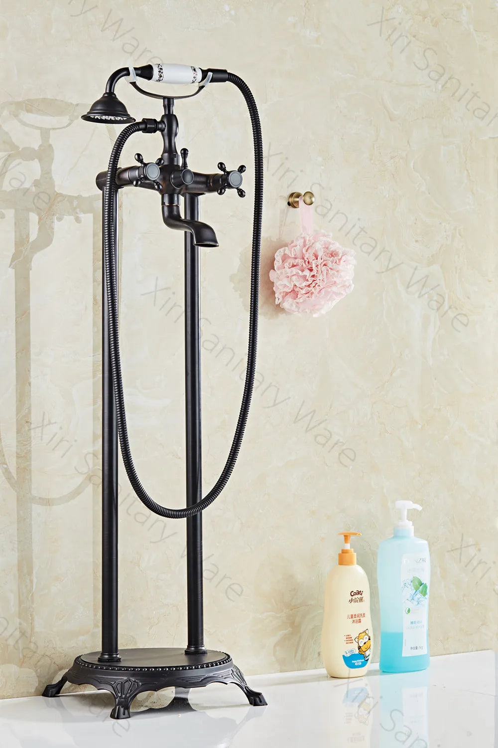 Luxury Antique Brass Bathroom Floor Mounted Standing Bathtub