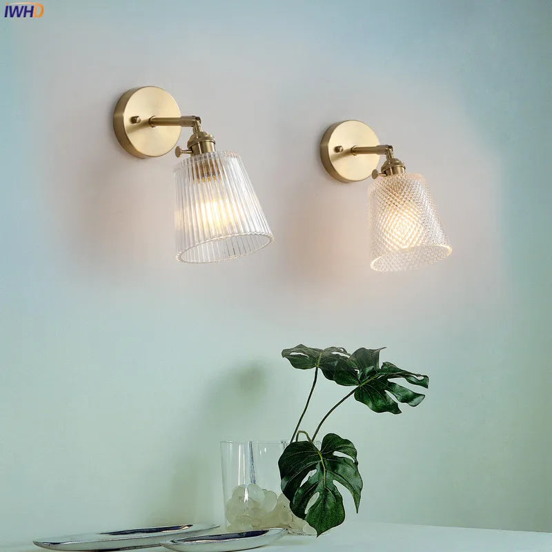 Iwhd Janpan Copper Glass Led Wall Light Fixtures