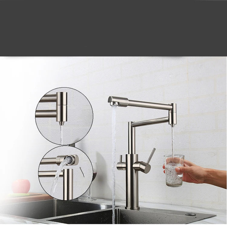 Water Purifier Faucet Black/Nickel Cold Universal Pull Straight
