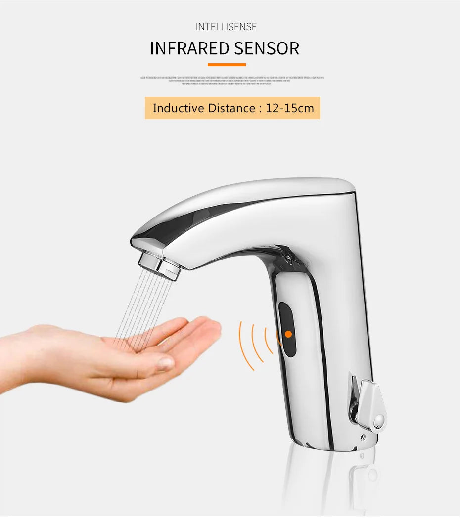 Black Bathroom Faucet Electric Automatic Sensor Mixer Touchless