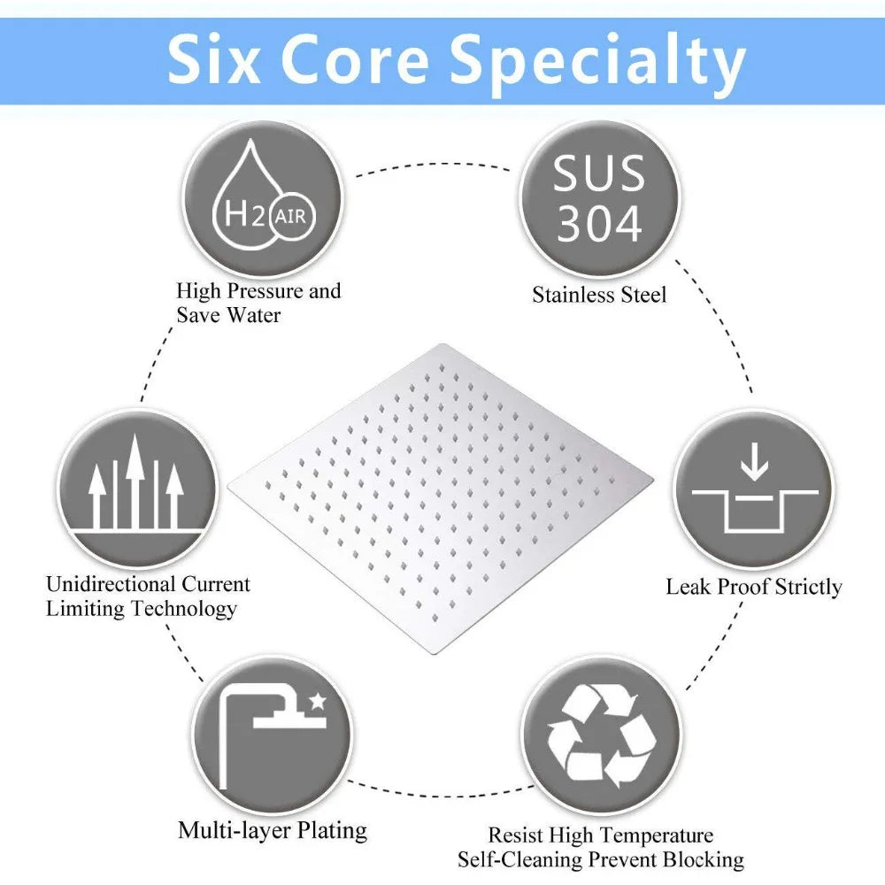 16 Inch Large Square Rain Shower Head Stainless