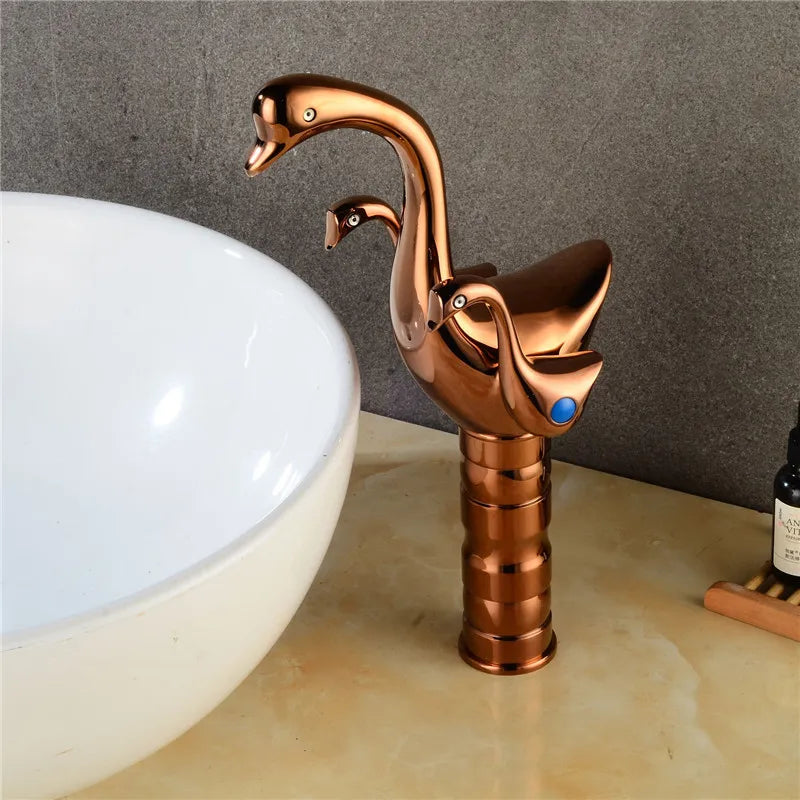 Basin Faucet Gold/Rose Gold Bathroom Sink Faucet Double