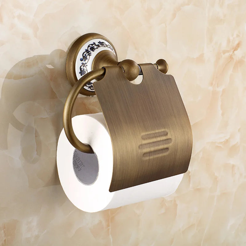 20-Piece Antique Brass Wall Mounted Bathroom Hardware Toilet