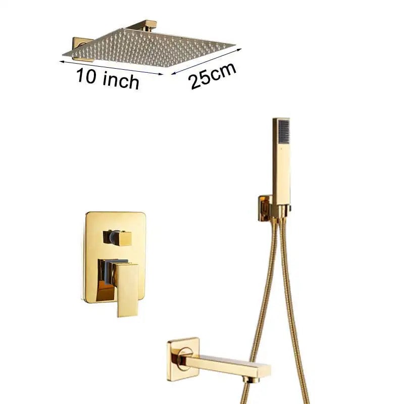 Rozin Golden Shower 8/10/12 Square Rainfall Shower Faucet