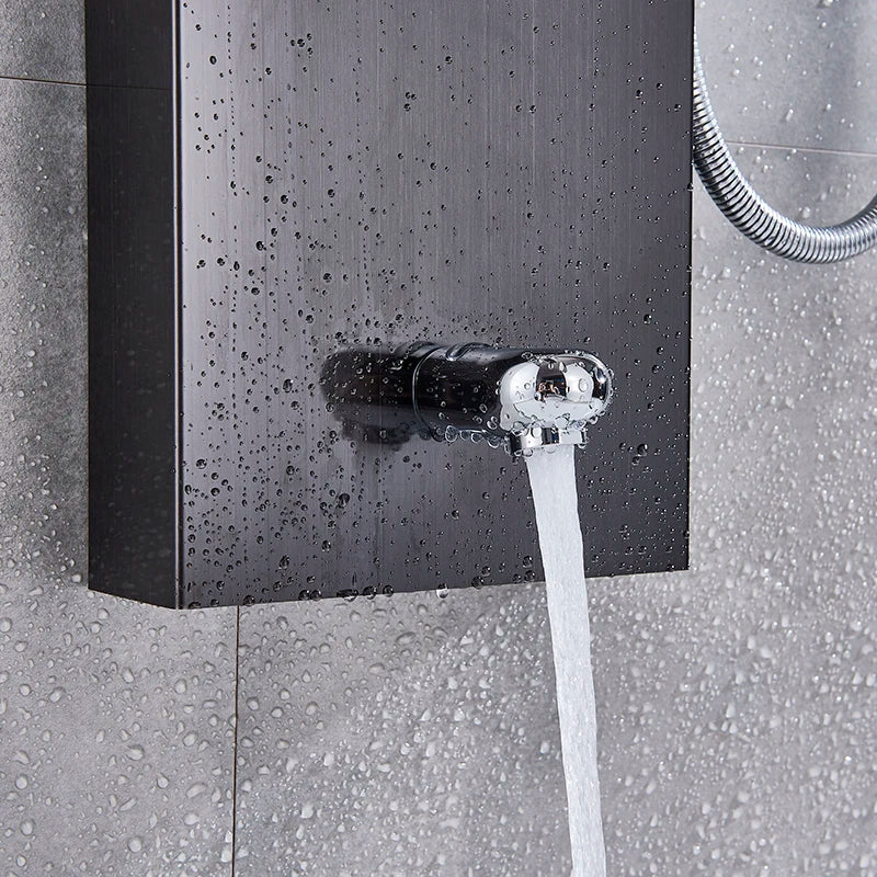 Newly Luxury Black/Brushed Bathroom Shower Faucet Led Shower