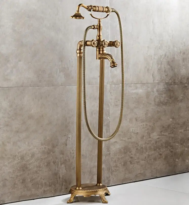 Luxury Antique Brass Bathroom Floor Mounted Standing Bathtub