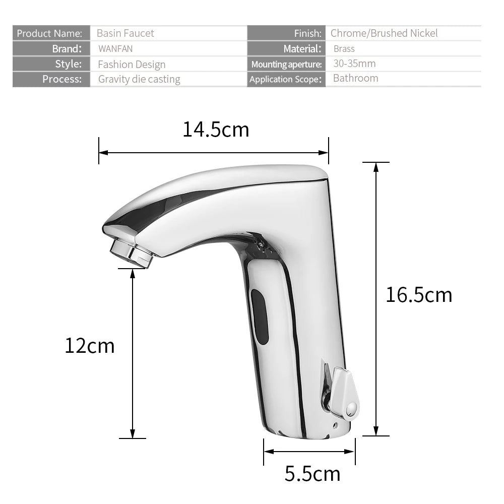 Black Bathroom Faucet Electric Automatic Sensor Mixer Touchless