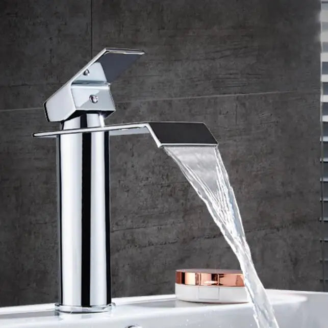 Tuqiu Basin Faucet Gold Waterfall Faucet Brass Bathroom