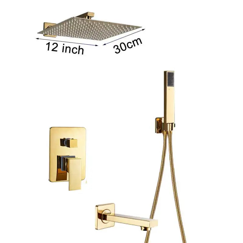 Rozin Golden Shower 8/10/12 Square Rainfall Shower Faucet