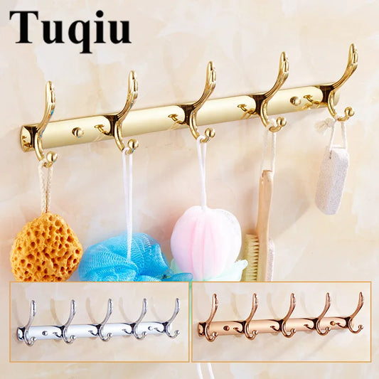 Wall Mounted Gold/Chrome/Rose Gold Clothes Hat Hook Row