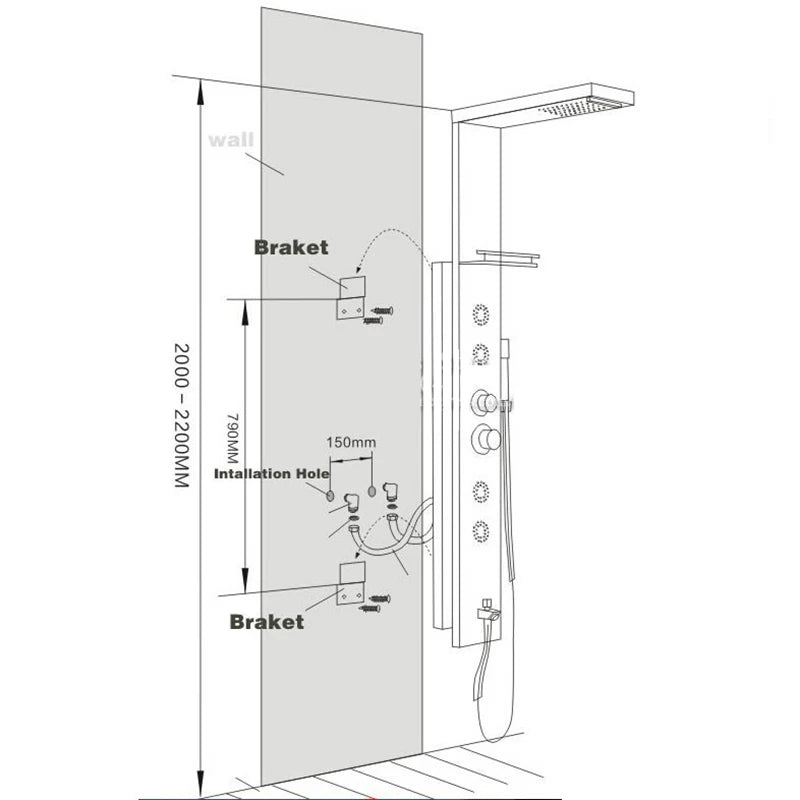 Shinesia Led Shower Panel Rainfall Bathroom Column Mixer