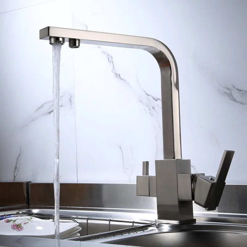 Brushed/Chrome Brass Filter Faucets 360 Rotate Faucets Water