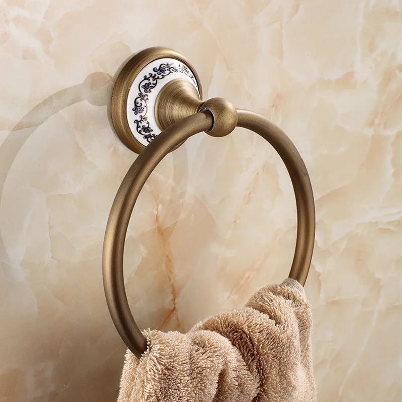 20-Piece Antique Brass Wall Mounted Bathroom Hardware Toilet