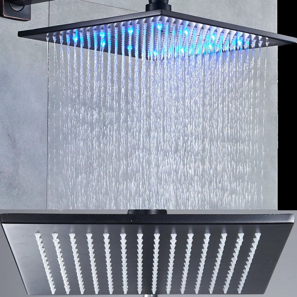 Luxury Brushed Nickel/Chrome/Black Led 16inch Rainfall Shower