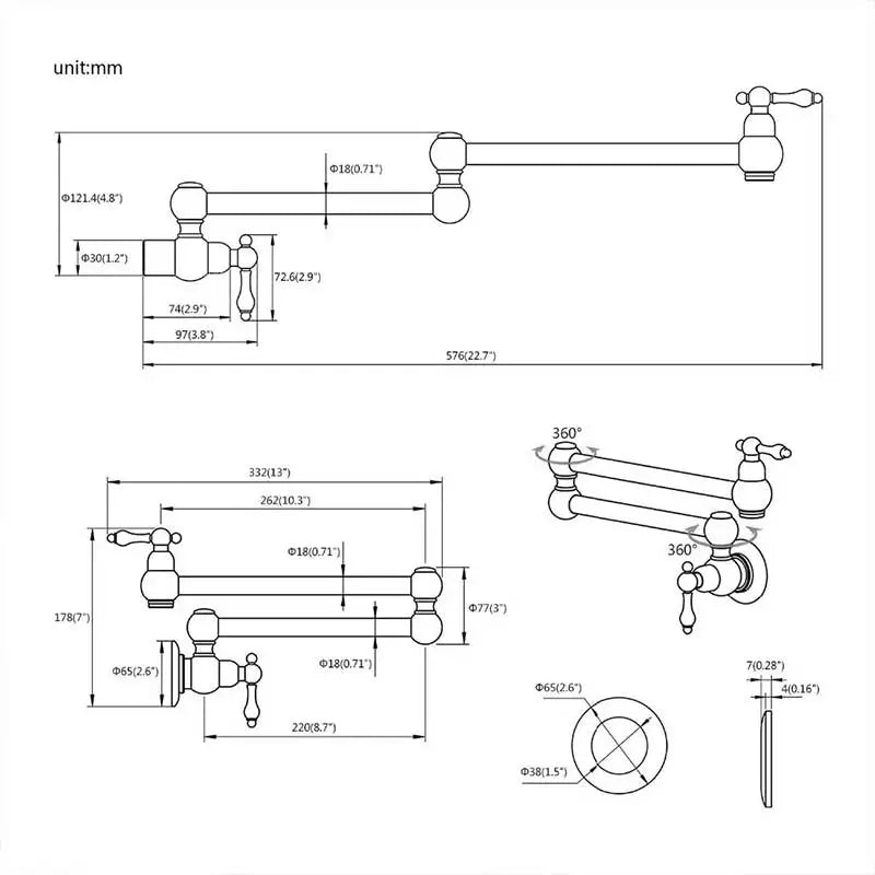 Brushed Gold Faucet Wall Mount Bathroom Basin Faucet