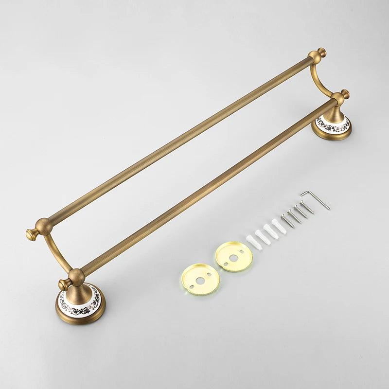 20-Piece Antique Brass Wall Mounted Bathroom Hardware Toilet