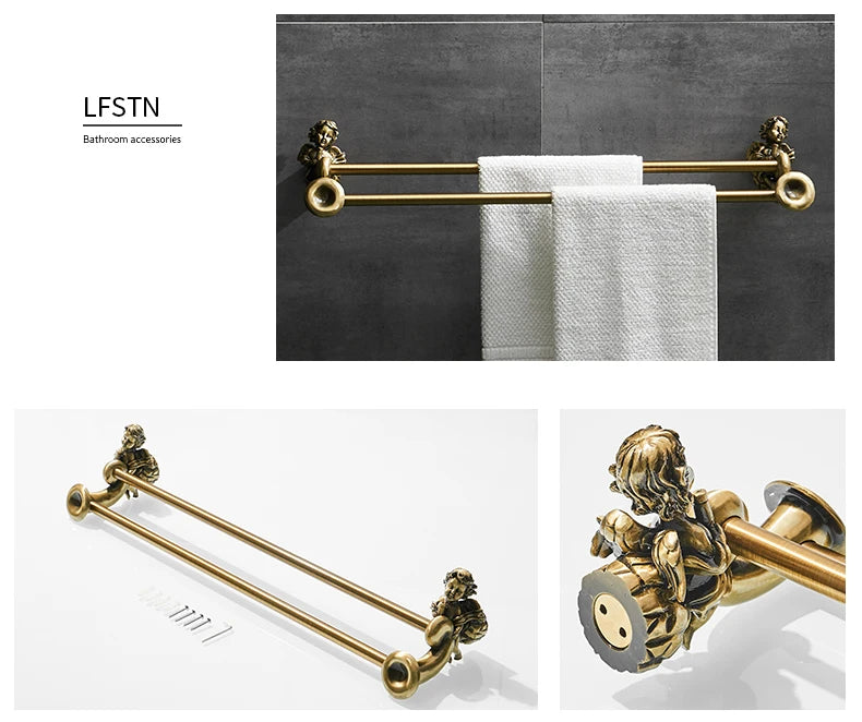 Antique Bronze Bathroom Hardware Towel Ring Robe Hook