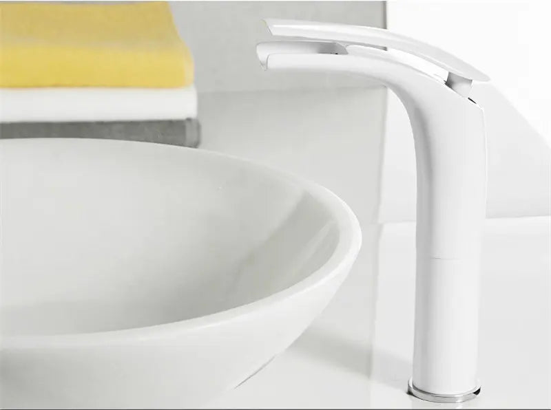 Bathroom Basin Faucet White Black Solid Brass Specail