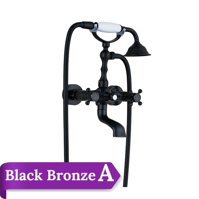 Rozin Retro Style Brass Bathtub Shower Faucet Dual