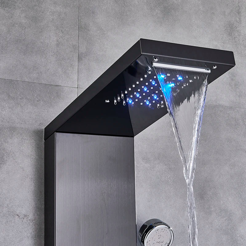 Newly Luxury Black/Brushed Bathroom Shower Faucet Led Shower