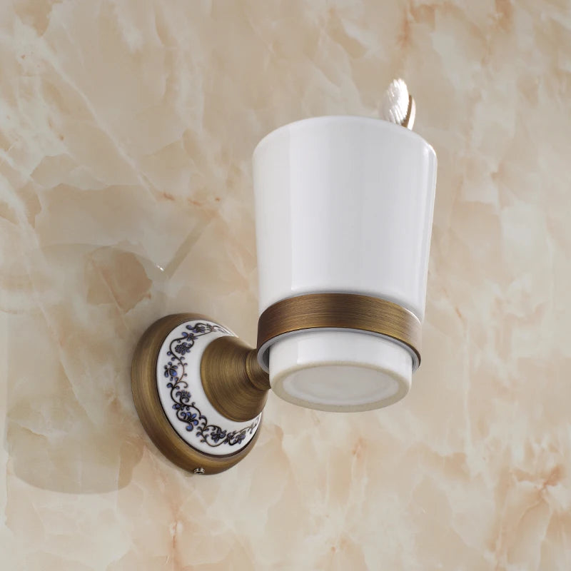 20-Piece Antique Brass Wall Mounted Bathroom Hardware Toilet
