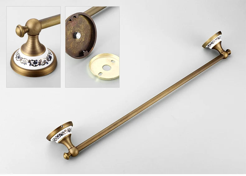 20-Piece Antique Brass Wall Mounted Bathroom Hardware Toilet