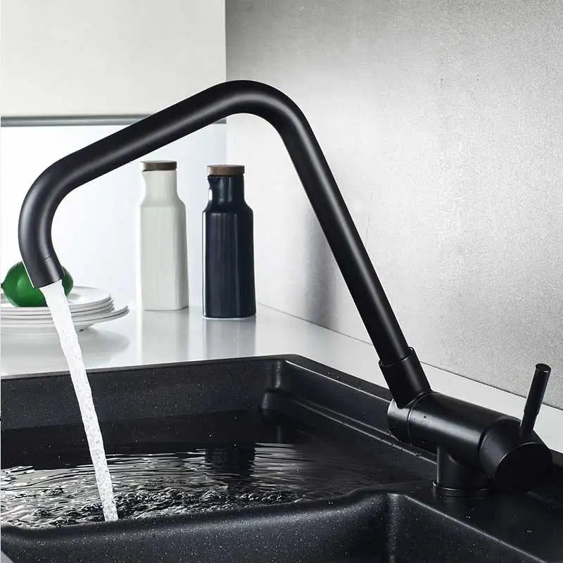 Brushed Gold Sink Faucet 360 Rotation Folding Faucet