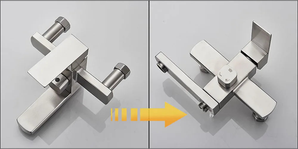 Brushed Gold Shower Faucet Bathroom Wall Stainless Steel