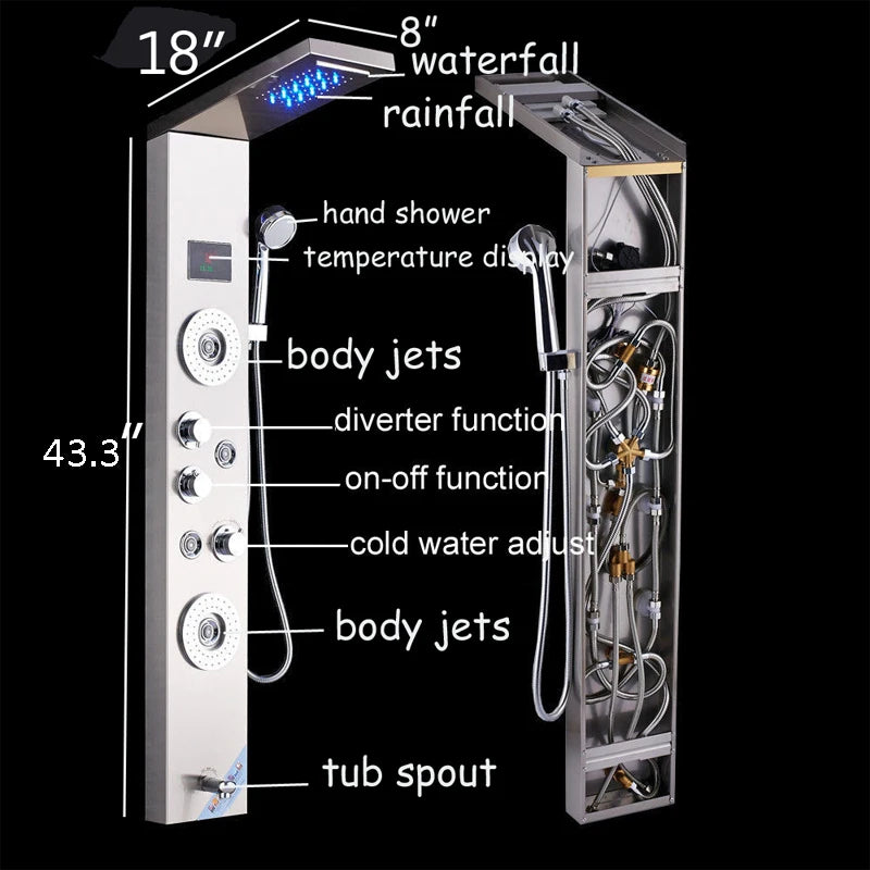 Led Light Bathroom Shower Faucet Led Rainfall Shower