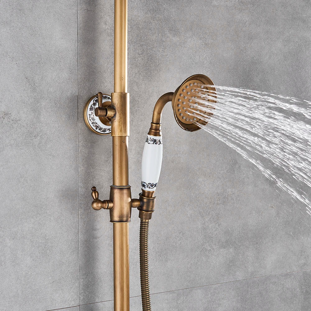 Classic Antique Brass Bathroom Shower Faucet Bathtub Shower