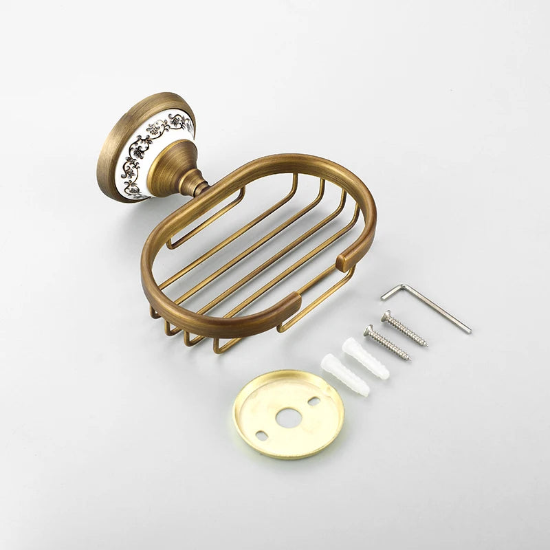 20-Piece Antique Brass Wall Mounted Bathroom Hardware Toilet