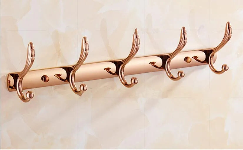 Wall Mounted Gold/Chrome/Rose Gold Clothes Hat Hook Row