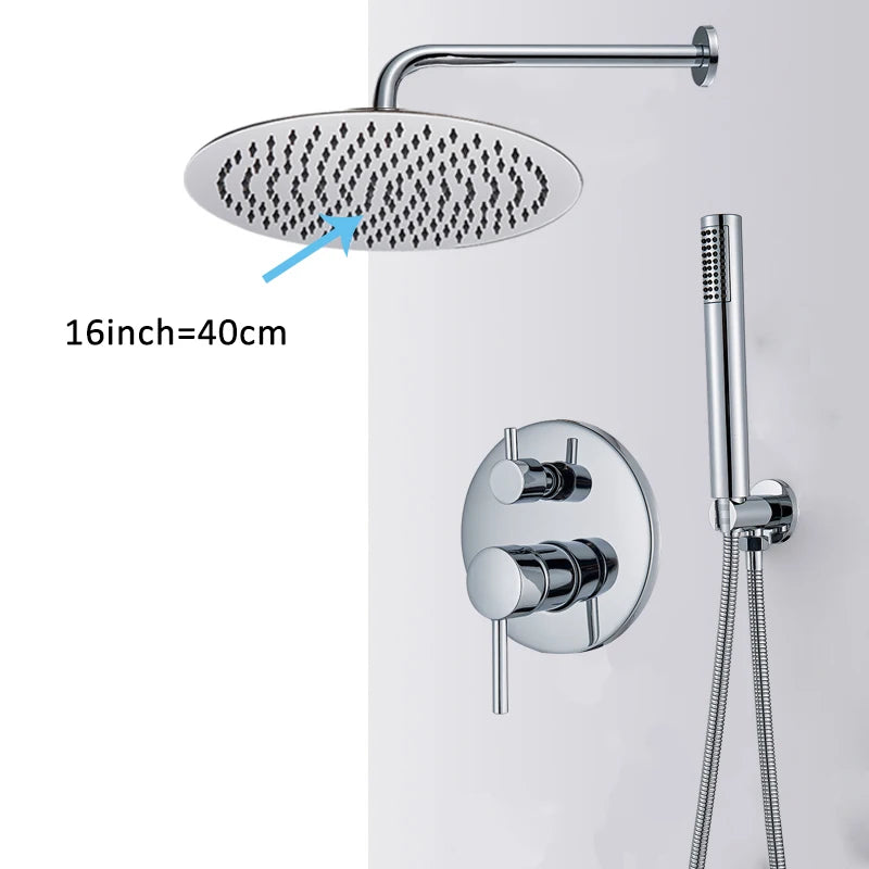 Quyanre Chrome Round Style Shower Faucet Concealed Rainfall